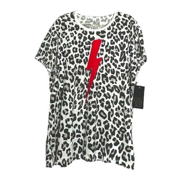 Chaser Leopard Bolt Print Graphic Tee Size 1X NWT - Picture 1 of 10